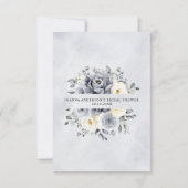 Silver Gray Ivory Floral Winter Boho Brautparty Dankeskarte (Rückseite)