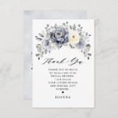 Silver Gray Ivory Floral Winter Boho Brautparty Dankeskarte (Vorne/Hinten)