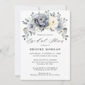 Silver Gray Ivory Floral Winter Boho Brautparty Einladung (Vorderseite)