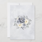 Silver Gray Ivory Floral Winter Boho Brautparty Einladung (Rückseite)