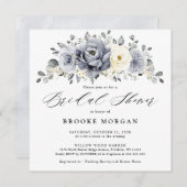 Silver Gray Ivory Floral Winter Boho Brautparty Einladung (Vorne/Hinten)