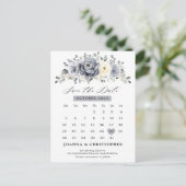 Silver Gray Ivory Floral Winter Boho Save the Date Postkarte (Stehend Vorderseite)