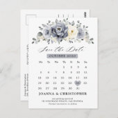 Silver Gray Ivory Floral Winter Boho Save the Date Postkarte (Vorne/Hinten)