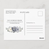 Silver Gray Ivory Floral Winter Boho Save the Date Postkarte (Rückseite)