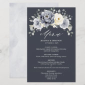 Silver Gray Ivory Floral Winter Boho Wedding Menu (Vorne/Hinten)