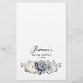 Silver Gray Ivory Floral Winter Brautparty Game (Rückseite)