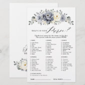 Silver Gray Ivory Floral Winter Brautparty Game (Vorne/Hinten)