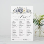 Silver Gray Ivory Floral Winter Brautparty Game (Stehend Vorderseite)
