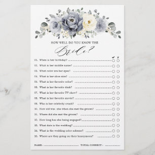 Silver Gray Ivory Floral Winter Brautparty Game
