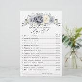 Silver Gray Ivory Floral Winter Brautparty Game (Stehend Vorderseite)