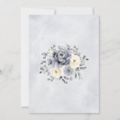 Silver Gray Ivory Floral Winter Rustikal Wir tun n Einladung (Rückseite)