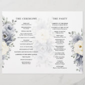 Silver Gray Ivory Floral Winter Wedding Programm (Rückseite)