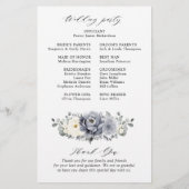 Silver Gray Ivory Floral Winter Wedding Programm (Rückseite)