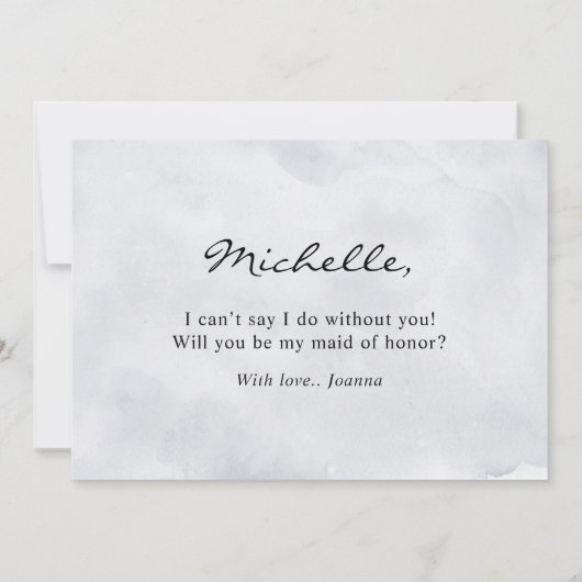 Silver Gray Ivory Werden Sie meine Trauzeugin Einladung (Rückseite)
