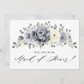 Silver Gray Ivory Werden Sie meine Trauzeugin Einladung (Vorne/Hinten)