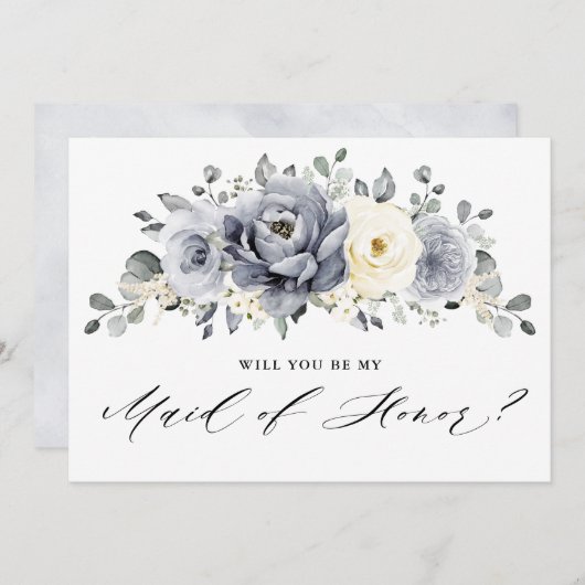 Silver Gray Ivory Werden Sie meine Trauzeugin Einladung (Vorne/Hinten)