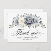 Silver Gray Ivory Winter Brautparty Vielen Dank Postkarte (Vorne/Hinten)