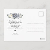 Silver Gray Ivory Winter Brautparty Vielen Dank Postkarte (Rückseite)