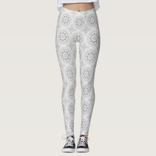 Silver Gray Kaleidoscope Pattern Leggings