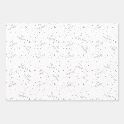 Silver Gray Kids Eid Mubarak Geschenkpapier Set (Vorderseite)