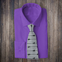 Silver Gray Lacrosse Black Sticks & Dots Muster Krawatte