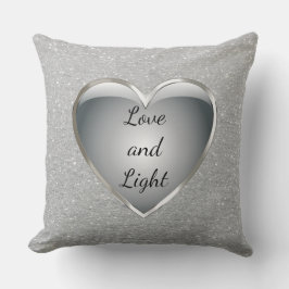 Silver Gray "Liebe and Light" Zitat "bling Kissen