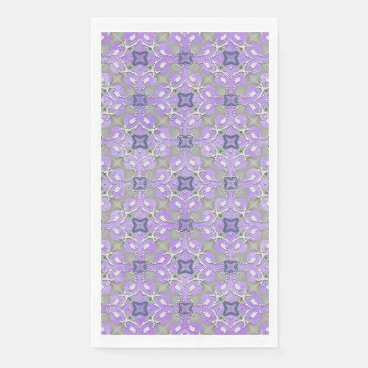 Silver Gray Lila Blue Metallic Filigree Muster Serviette (Vorderseite)