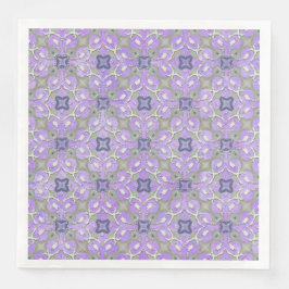 Silver Gray Lila Blue Metallic Filigree Muster Serviette