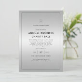 Silver Gray Logo Business Company Dinner Party Einladung (Stehend Vorderseite)