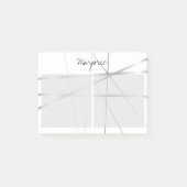 Silver Gray Look Geometric Lines Add Name Monogram Post-it Klebezettel (Vorderseite)