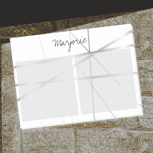 Silver Gray Look Geometric Lines Add Name Monogram Post-it Klebezettel