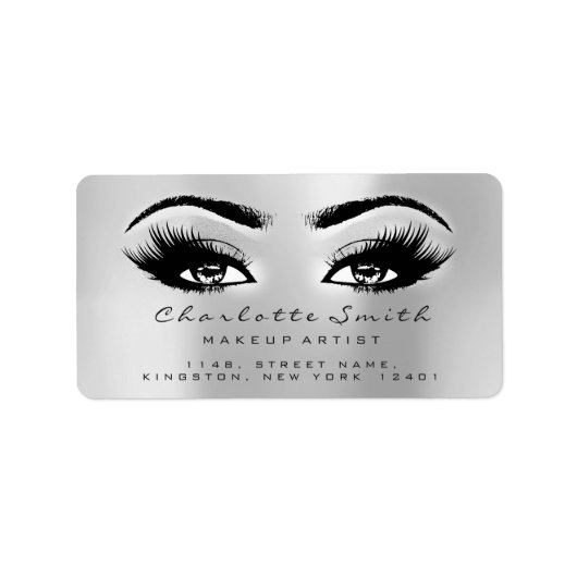 Silver Gray Makeup Lashes Stylst Beauty UAWG Adressaufkleber (Vorne)
