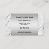 Silver Gray Marble Chic Business Card Visitenkarte (Rückseite)
