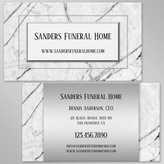 Silver Gray Marble Chic Business Card Visitenkarte