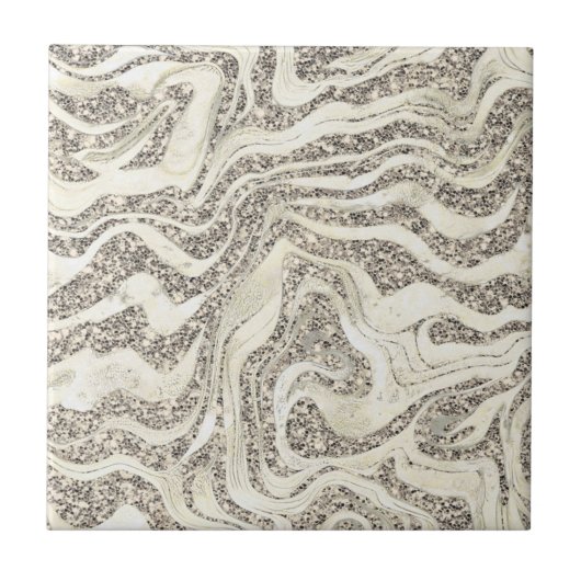 Silver Gray Marbly Glitzer Niedlich Girly Glam Cla Fliese (Vorderseite)