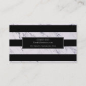 Silver Gray Marmor Black Stripes Chic Modern Glam Visitenkarte (Rückseite)