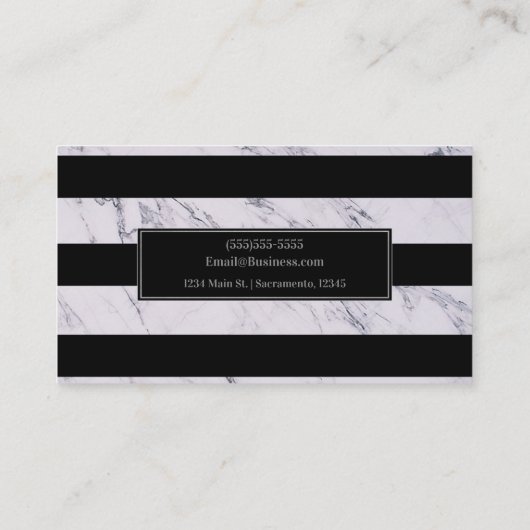 Silver Gray Marmor Black Stripes Chic Modern Glam Visitenkarte (Rückseite)