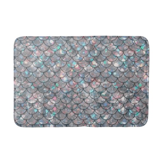 Silver Gray Mermaid Fischskalen Holographisch Badematte (Vorderseite)