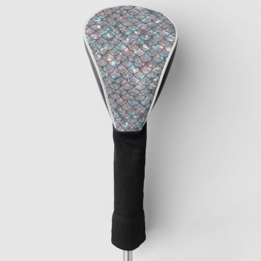 Silver Gray Mermaid Fischskalen Holographisch Golf Headcover (Vorderseite)