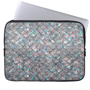 Silver Gray Mermaid Fischskalen Holographisch Laptopschutzhülle
