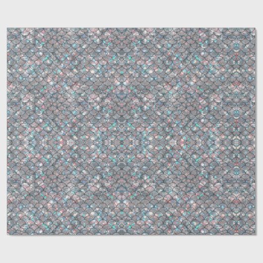 Silver Gray Mermaid Scales Holographic Decoupage Geschenkpapier (Flach)