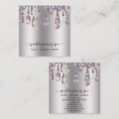 *~* SILVER GRAY Metal Tropfen Driving GLITZER AP7 Quadratische Visitenkarte (Vorne/Hinten)