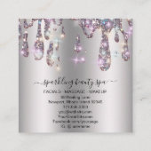 *~* SILVER GRAY Metal Tropfen Driving GLITZER AP7 Quadratische Visitenkarte (Rückseite)