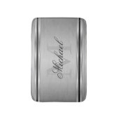 Silver Gray Metalic Muster Monogram Badematte (Vorderseite Vertikal)