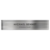 Silver Gray Metallic Beruflich Business Namensplakette (Vorderseite)
