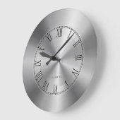 Silver Gray Metallic Design Stainless Steel Look 4 Große Wanduhr (Winkel)