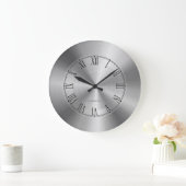 Silver Gray Metallic Design Stainless Steel Look 4 Große Wanduhr (Zuhause)