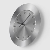 Silver Gray Metallic Design Stainless Steel Look Große Wanduhr (Winkel)