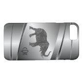 Silver Gray Metallic Floral Elephant Case-Mate iPhone Hülle (Rückseite (Horizontal))