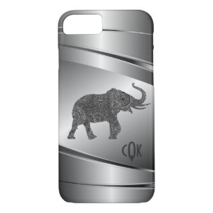 Silver Gray Metallic Floral Elephant Case-Mate iPhone Hülle